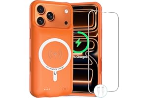 ZUEUS Battery Case for iPhone 17 Pro Max,12000mAh Rechargeable Portable Charging Case with Wireless Charging Compatible for iPhone 17 Pro Max (6.9inch) with Carplay Extend Battery Pack Charger Cover -Orange