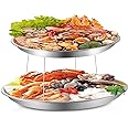 2 Pieces 16 Inch Aluminum Seafood Tray 14 Inch Oyster Tray Silver Round Tray Seafood Platter Aluminum Serving Trays Seafood Tower for Seafood (Not Include Seafood Racks)