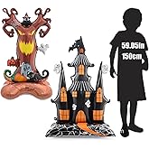 Yimen Bloon Halloween Balloons With Base Large Ghost Tree Balloons Standing Castle Balloon Foil Balloon for Halloween Horror Spooky Party Decorationes Supplies 2 PCS