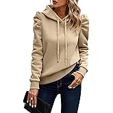yoeasy Women’s Puff Long Sleeve Drawstring Hooded Sweatshirt Casual Loose Pullover Sweatshirt