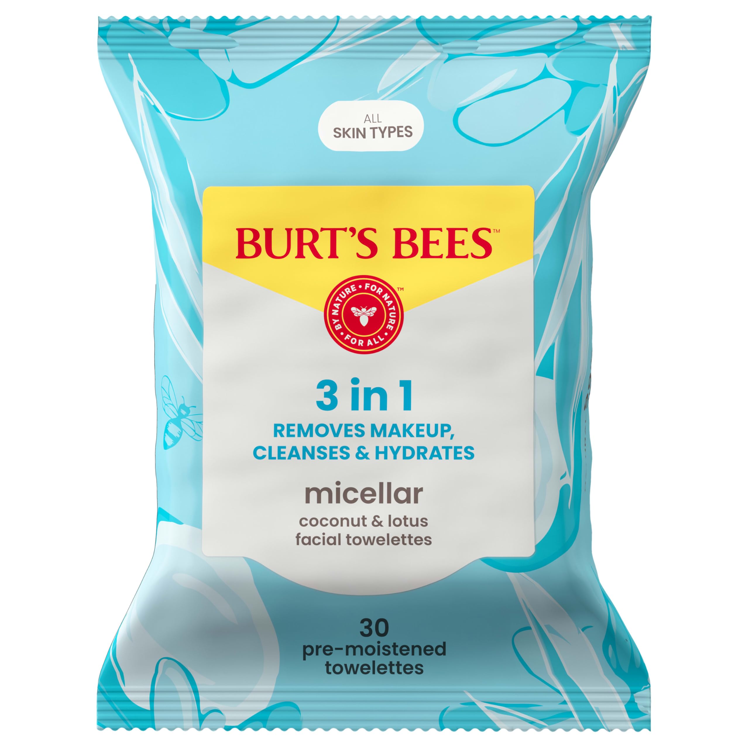 Burt's Bees Micellar Cleansing Towelettes, 30-Piece