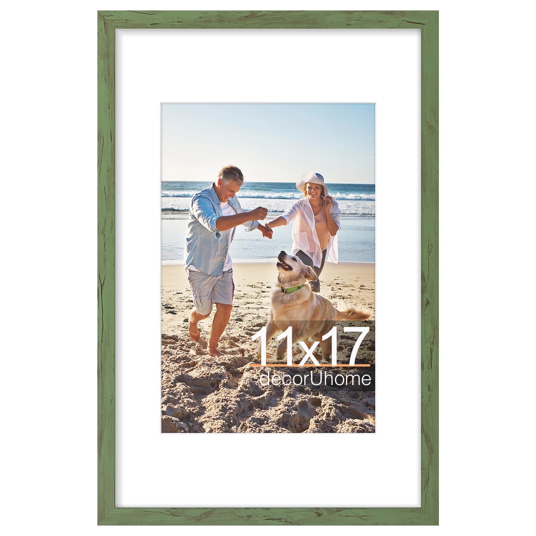 Photo 1 of **Factory Sealed**
decorUhome 11x17 Picture Frame, Display Pictures 8x12 with Mat or 11x17 without Mat, Wall Hanging Poster Frame, Rustic Green, 1 Pack