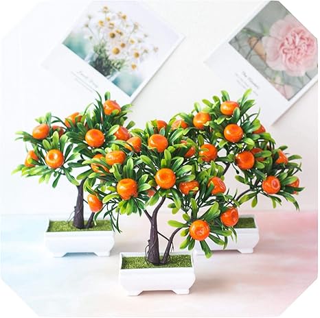 Amazon Com Plantas Artificiales Bonsai Mandarina Naranja Fruto Arbol En Maceta Para El Hogar Boda Decoracion De La Habitacion Flor Hotel Fiesta Decoracion Falsa En Maceta Mandarina Naranja Tre Home Kitchen