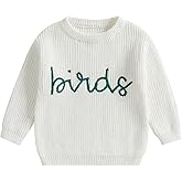 Baby Boy Girl Football Sweater Birds Embroidery Long Sleeve Knit Pullover Sweatshirt Casual Toddler Game Day Clothes
