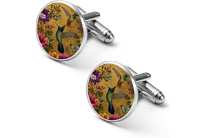 Hummingbird Cufflinks for Men Classic Shirt Studs Round Cuff Links Jewelry for Business Wedding Gifts