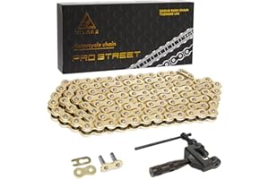 HILAKE 415 Motorcycle Chain 110 Links Non O-Ring with Connecting Master Link and Chain Breaker Heavy Duty Drive Chain for Motorcycle Bicycle Go Kart Mini Trail Bike