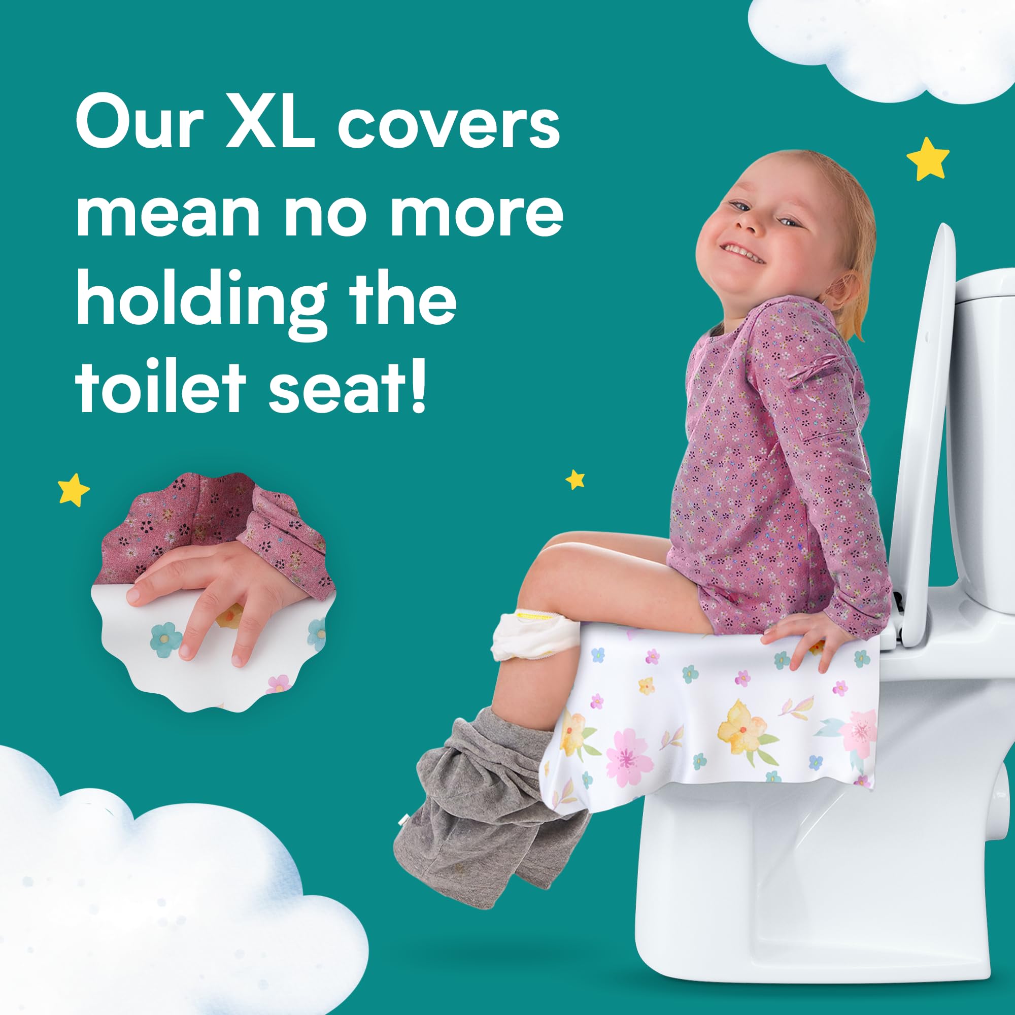 Eli with Love 40 Extra Large Disposable Toilet Seat Cover by Eli with Love – Toddler Toilet Covers for Full Coverage On Toilet or Potty – Ideal Travel Toilet Seat Covers for Kids and Adults (Floral)
