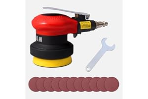 ZHONG AN 3 inch Mini Random Orbital Sander Pneumatic Palm Sander For Wood Composites Metal Polishing and grinding with 10 sandpapers