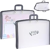 BTSKY 2 Pack A3 Art Portfolio - 11x17 Inch Zippered Accordion File Organizer with 13 Pockets, Portable Portfolio Folder with Zipper Closure & Sticky Labels for Artworks, Documents, Paintings