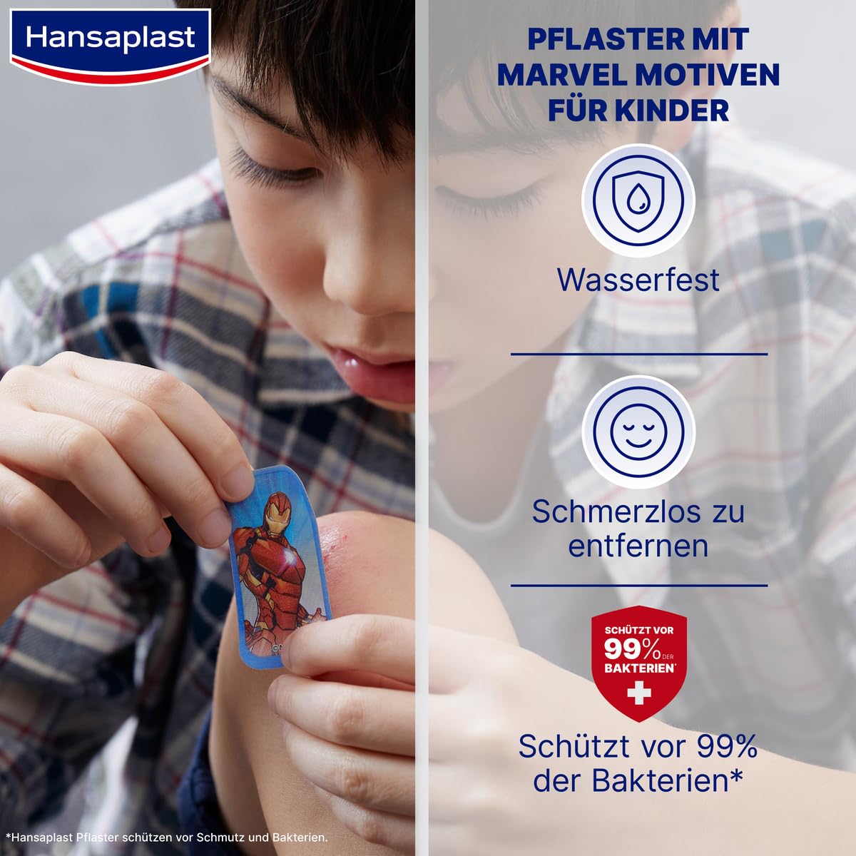 Hansaplast Marvel Kinderpflaster wasserabweisen, hautfreundlich und schmerzfrei zu entfernen, 20 St. Pflaster 2