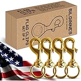 Flag Clips for Rope 4-Pack - Durable 3.2” Bronze Brass Snap Clip with Swivel Eyelet - Best for Flag Poles with Halyard Rope - 4 PCS Flag Pole Clips by Hieno Supplies - Flag Rope Clips for Flagpole
