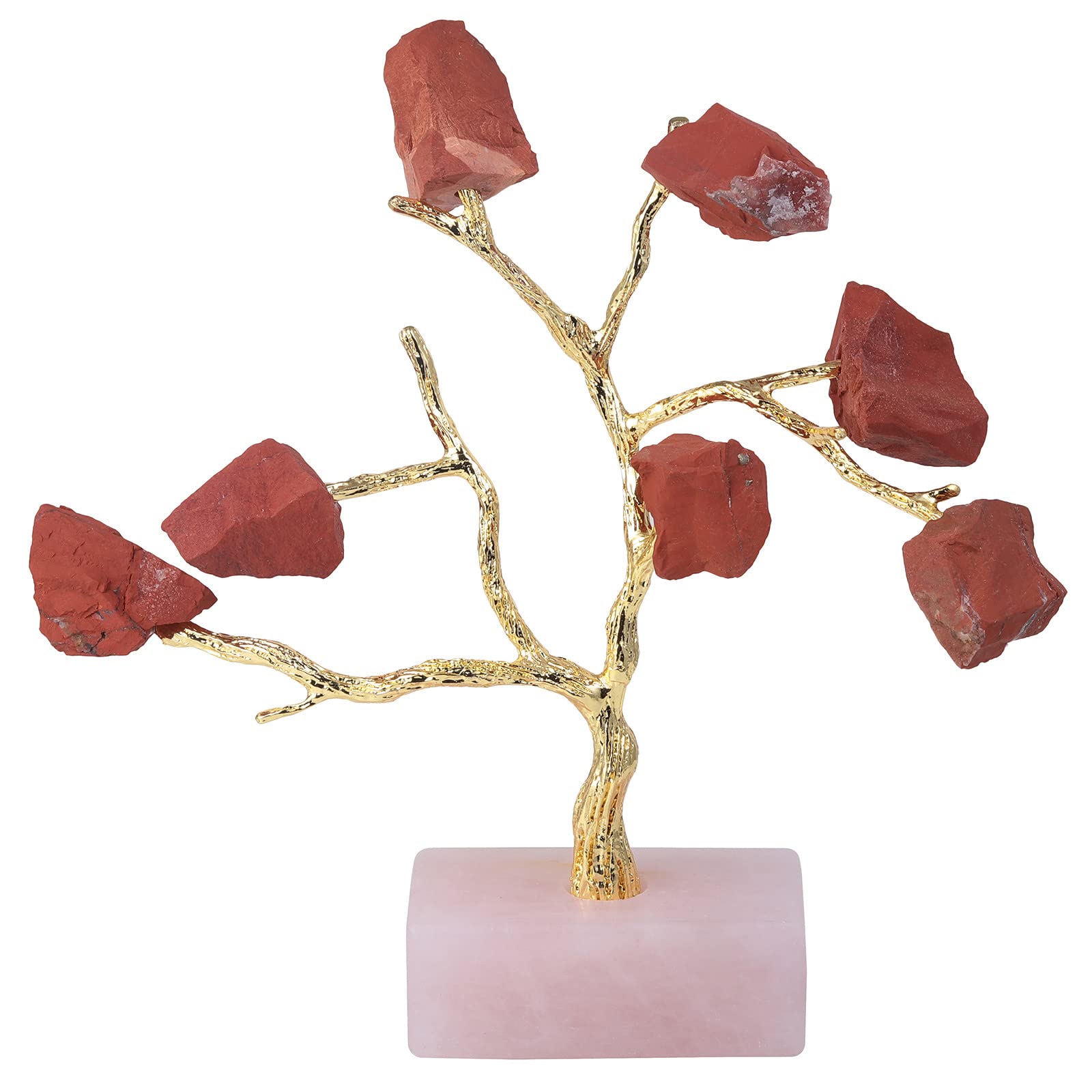 mookaitedecor Natural Healing Crystal Tree Ornament Aesthetic Room Decor for Luck, Rose Quartz Jewellery Display Stand Storage Rack Organiser Stone Holder for Bracelets Earrings, Red Jasper Tree