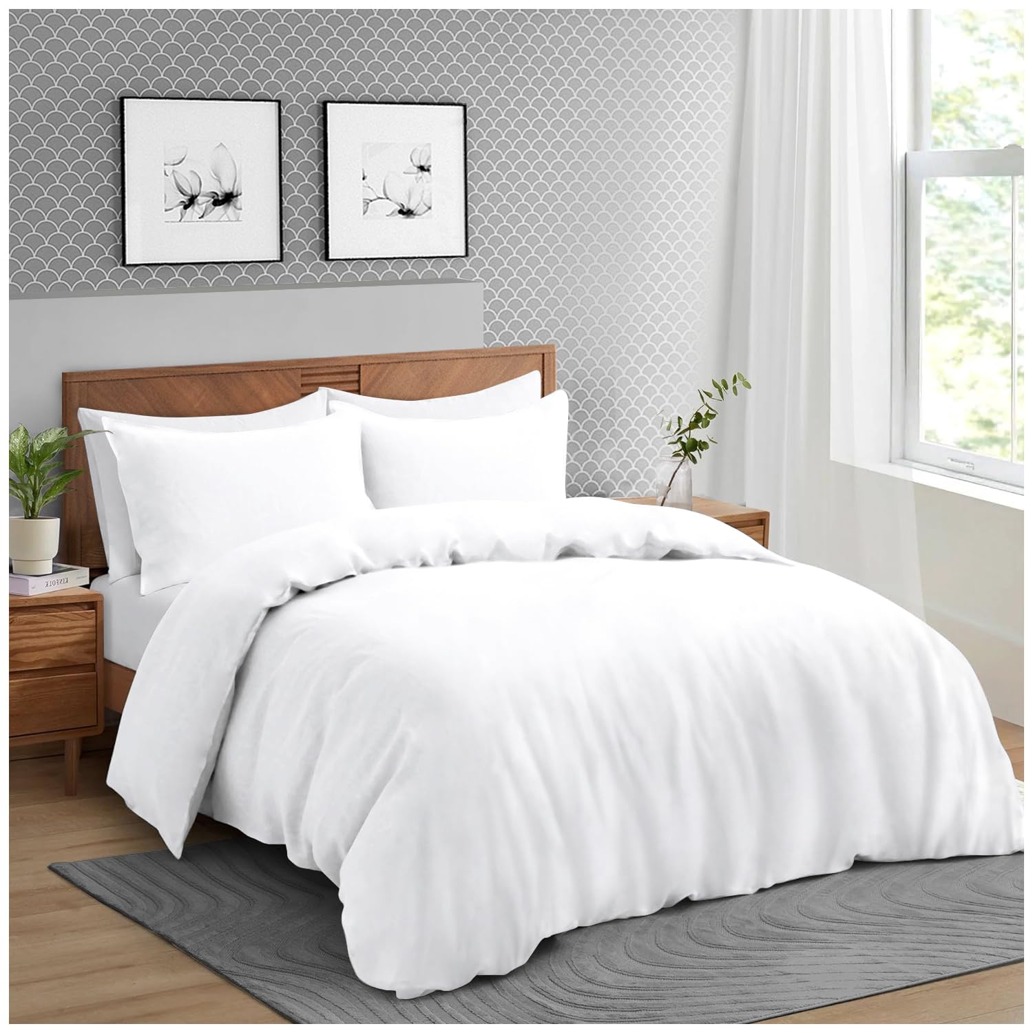 GC GAVENO CAVAILIA Microfiber Duvet Covers Double (200x200 cm) - Breathable Comforter Cover & Pillow cases - Super Soft Anti Allergic Bedding Quilt Cover - White