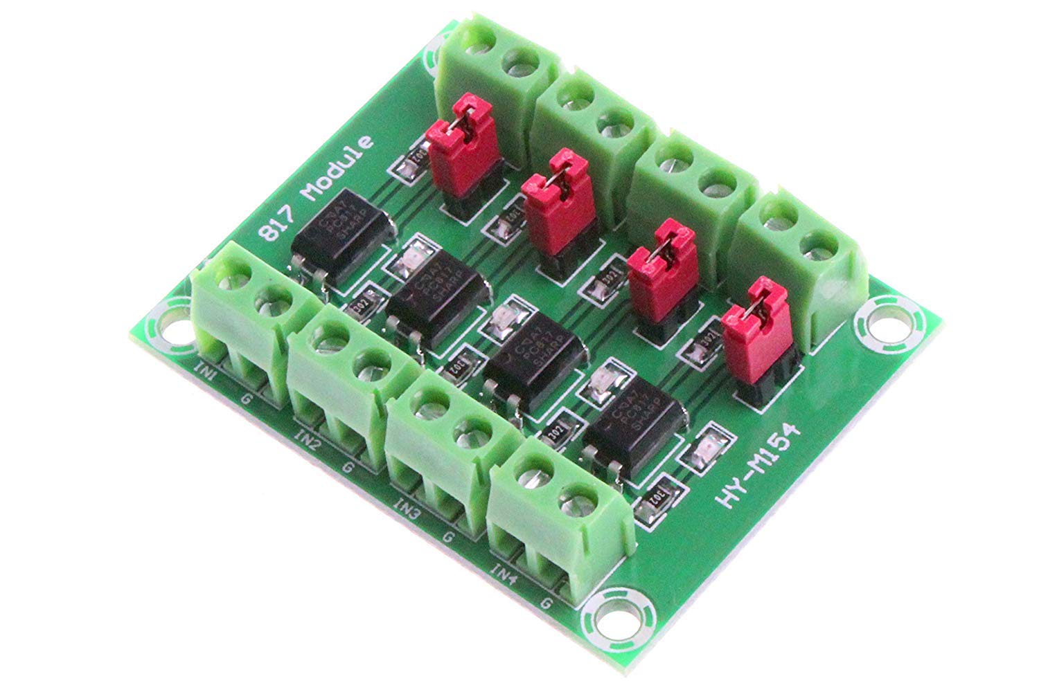 DollaTek PC817 4-Channel Optocoupler Isolation Board Voltage Converter Adapter Module 3.6-30V Driver Photoelectric Isolated Module