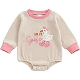 BULINGNA Infant Long Sleeve Bubble Romper Baby Girl Fall Winter Outfits Newborn Waffle Knit Goose Embroidery Bodysuit Clothes