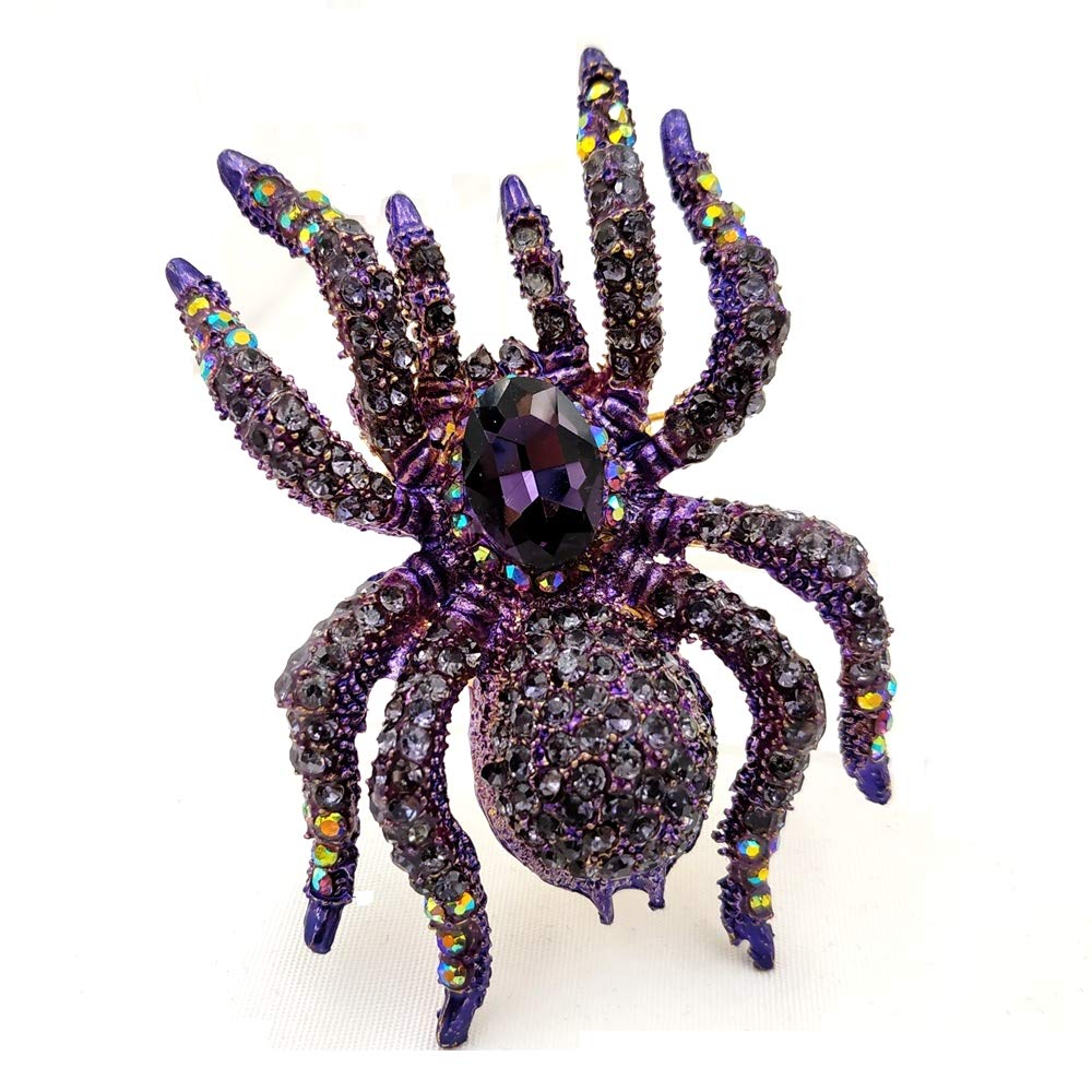 Dreamlandsales Creep Dangerous Black Crystal Rhinestone Statement Huge Spider Brooch Pin, Alloy Steel, crystal