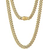 KRKC&CO Promise Necklace for Him, Anniversary Birthday Gift for Bf Husband from Wife, Gold Silver Black Cuban Link Chain for Men, 8mm 22in, 316l Stainless Steel Hip Hop Jewelrys to My Man