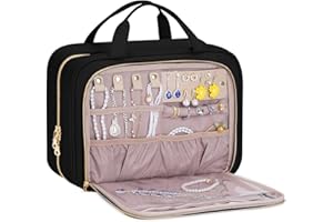 BALULHG Hanging Hook Toiletry Bag with Jewelry Compartment Full-Sized Toiletries and Cosmetics For Travel,Makeup,Organizer, Women, Black