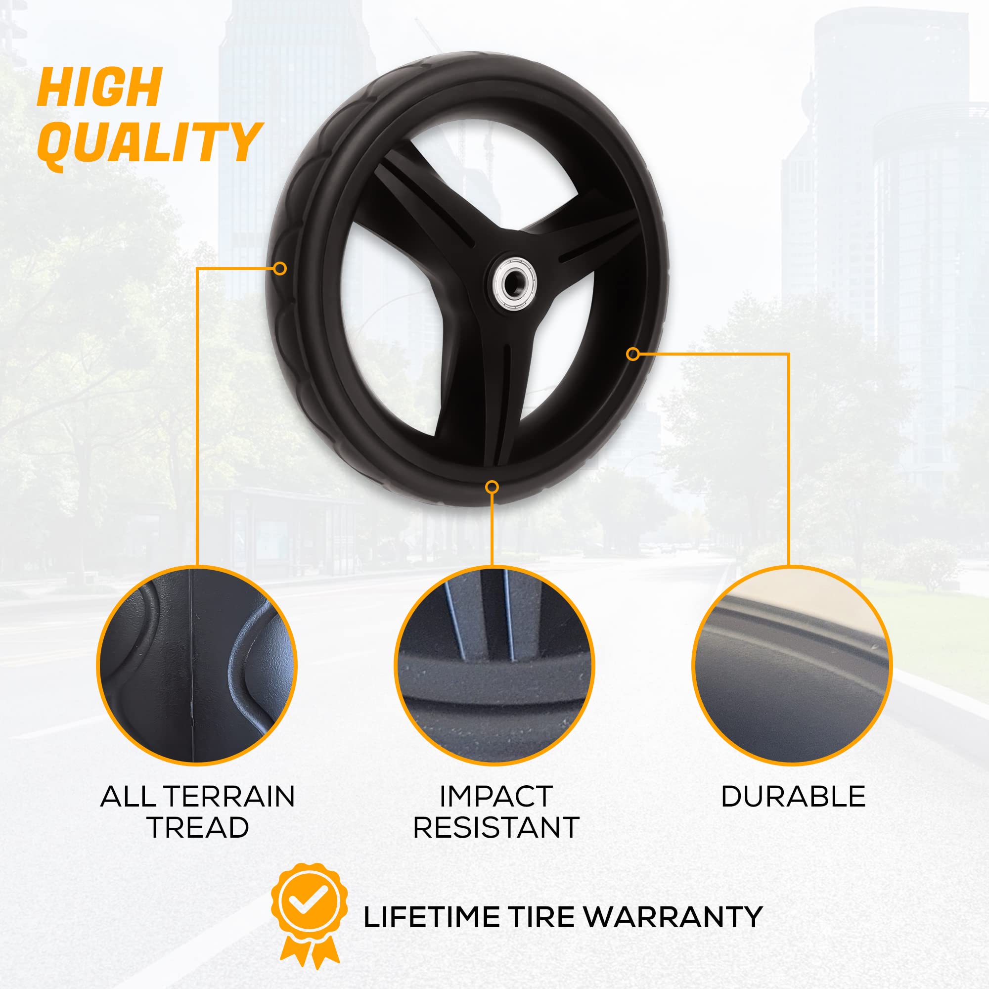 Front Wheels and Tires Compatible with Baby Jogger City Select and Premium Strollers (not Mini GT or LUX), set of 2