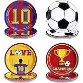 Greencian 60Pcs Soccer Theme Party Paper Plates 9" Heavy Duty Football Club Red And Blue Dessert Cake Paper Plates Disposable Soccer Champion Platters for Football Theme Birthday Party Decorations