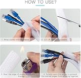 AGPTEK White Cable Tidy 3M 12-20mm Adjustable Braided Cable Protector view 7