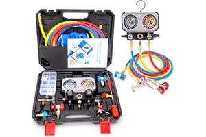 CMOOD AC Gauge Set R1234yf for R1234yf R134a R404a Refrigerants, Automotive AC Manifold Gauge Set with Hoses Quick Couplers