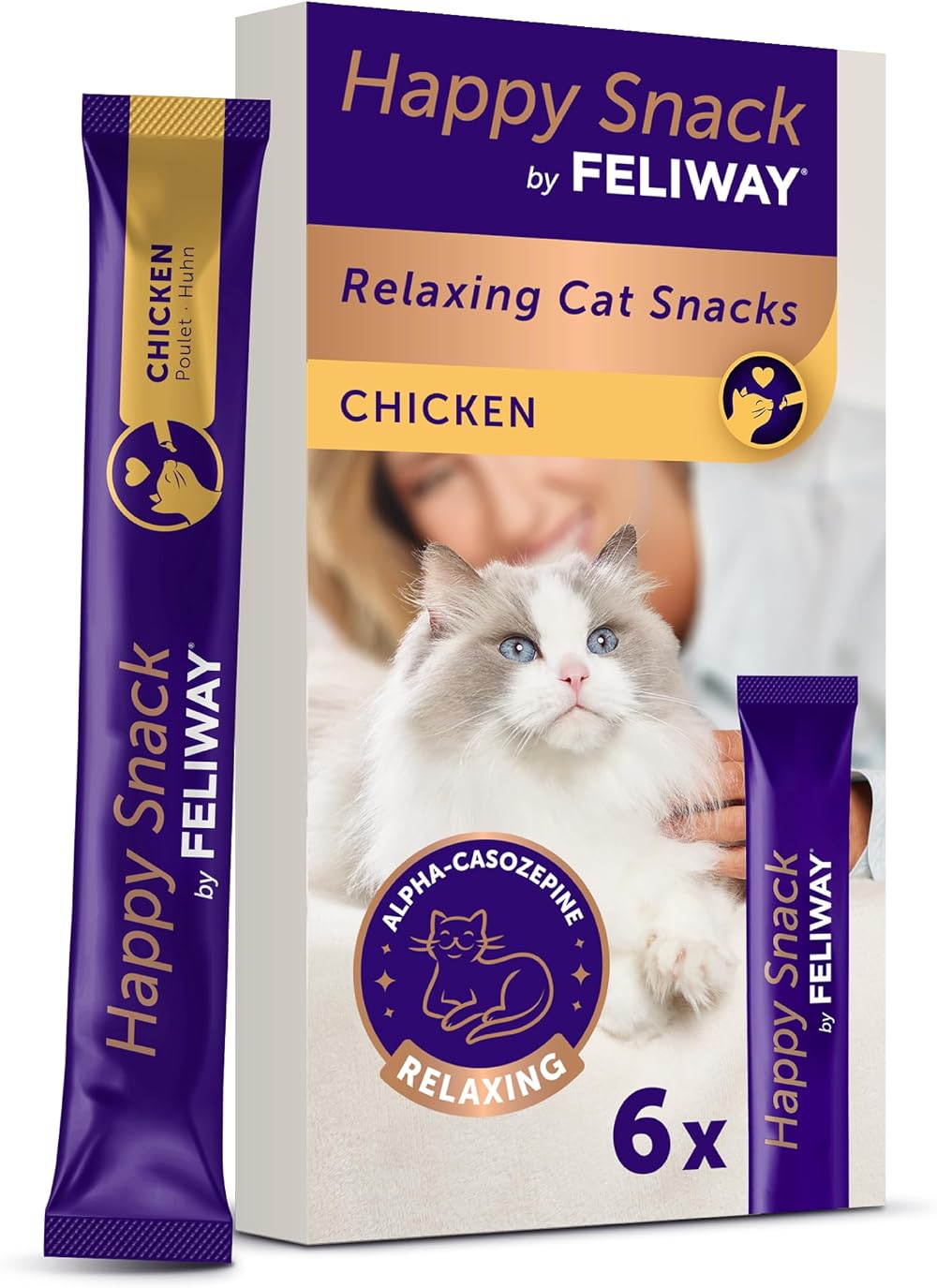 Feliway Happy Snack Delicious Calming Creamy Cat Treats 6 Sticks