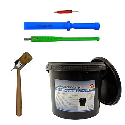 5kg Reifenmontagepaste Montagewax SCHWARZ + Ventildreher+ Ventileinzieher Ventilhebel
