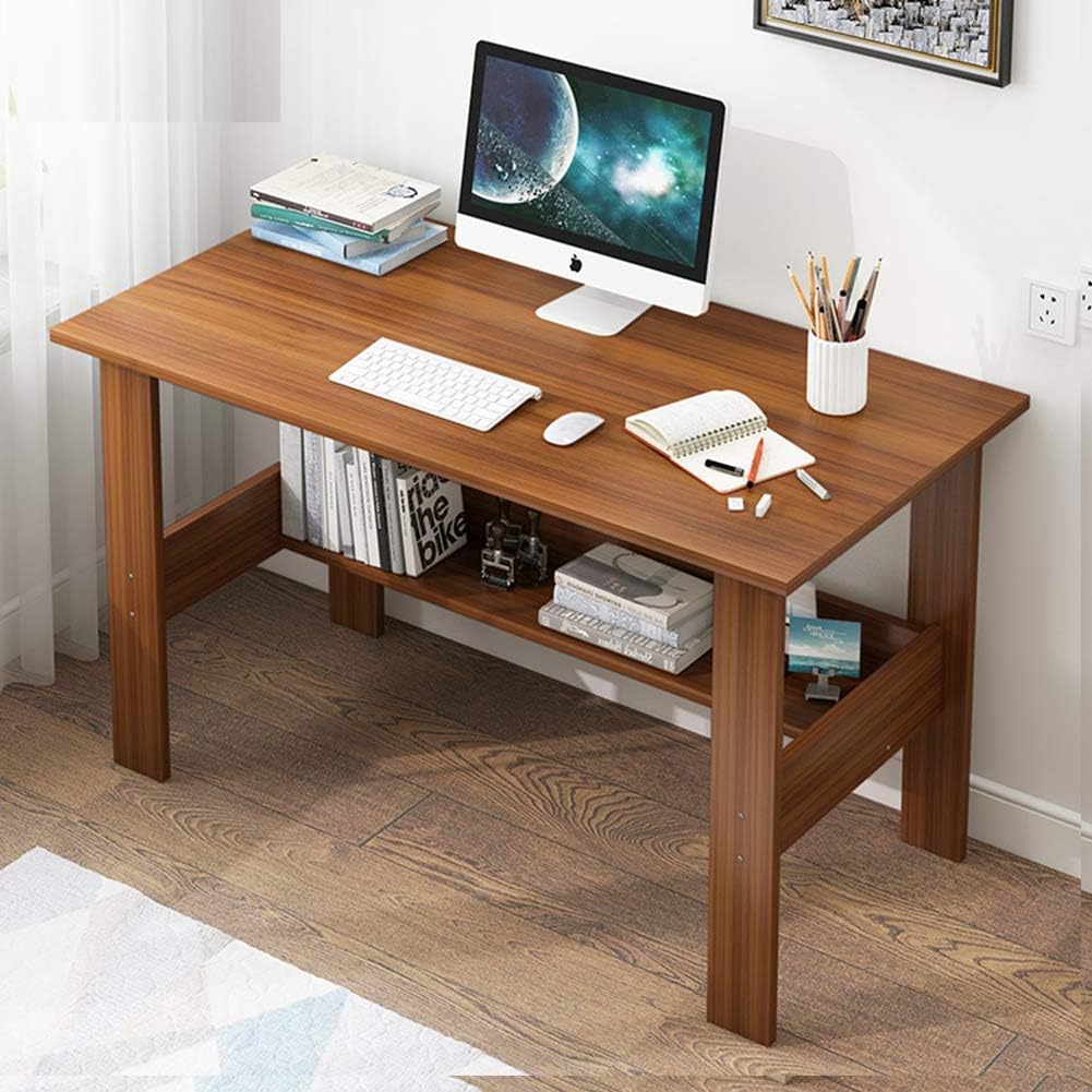 Nightstands Wooden Computer Desk with Storage Rack, economical Desktop