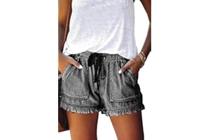 YOCUR Womens Lightweight Shorts Casual Baggy Trendy Hot Pants Elastic Waist Drawstring Comfy Shorts