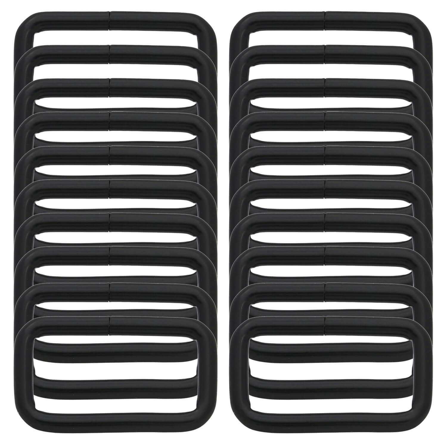 BIKICOCO Metal Rectangle Ring Buckles Square Strap Webbing Belt Rings for Bag Purse Non Welded 1-1/4 x 5/8 Inch, Black, Pack of 20