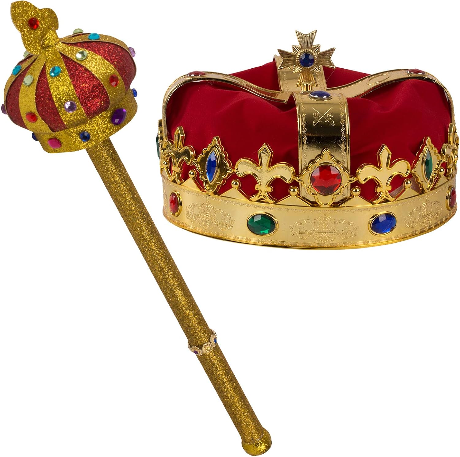 Funny Party Hats Royal King’s Crown & Scepter - King Costume - Gold Costume Crown - Dress Up Accessories - 2 Pc: Toys & Games