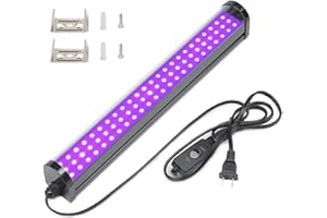 GREENIC LED Black Light Bar, 25W 1.3ft Upgraded UV LED Blacklight with 5ft Cord, Switch, and Plug, Glow in The Dark Party Supplies for Halloween, Birthday Decor, Room, Bedroom Decorations, Body Paint, Poster