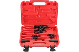 DASBET Snap Ring Plier Set 11PCS Straight & Bent Retaining Ring Pliers w/Hook & Pick Heavy Duty Internal External Pliers .038in - .09in Circlip Combination Retaining Clip for Car Trunk Motorcycle