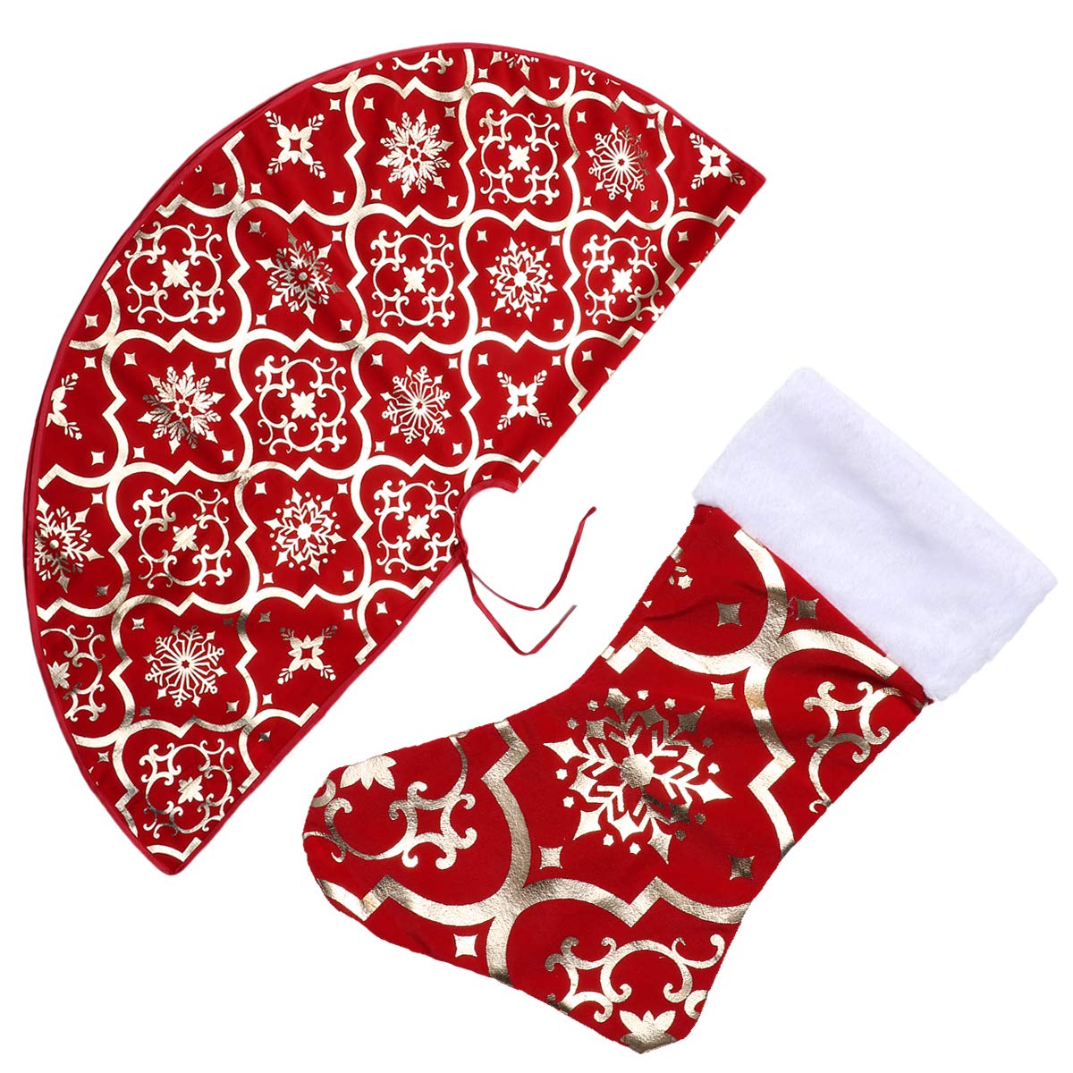 VORCOOL Christmas Tree Skirt Christmas Tree Bottom Cushion Tree Decoration Decoration Props for Home Hotel Party (Red) - 120x120CM