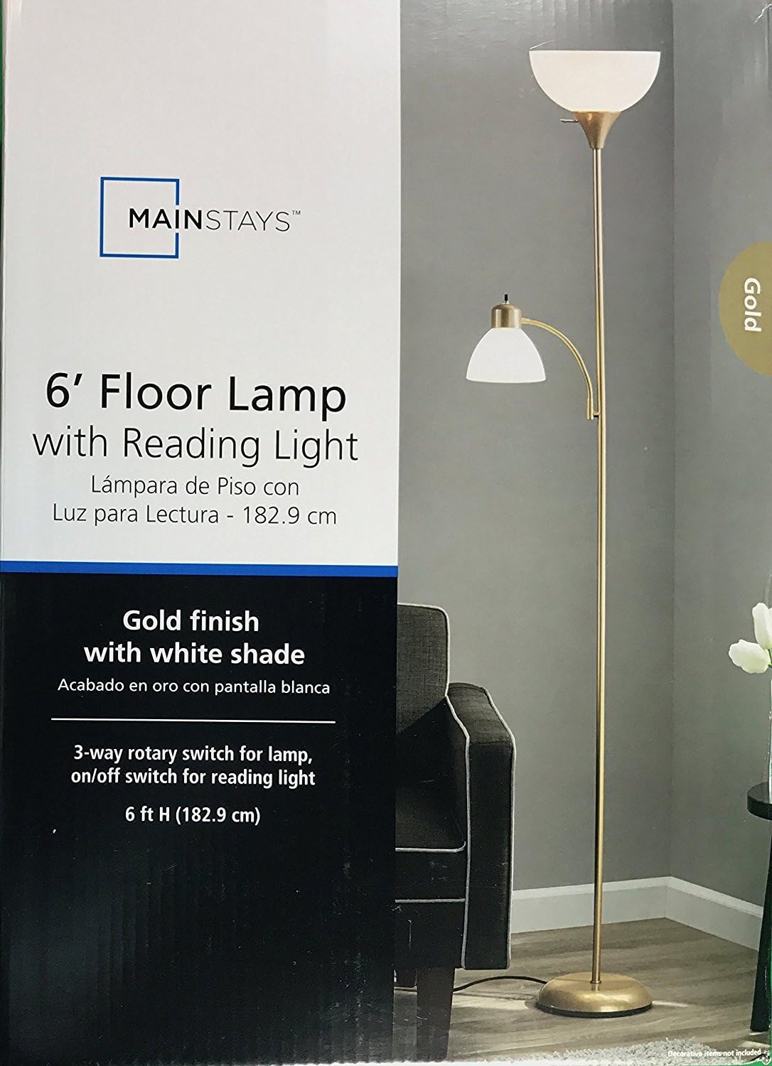 mainstays floor lamp with reading light instructions