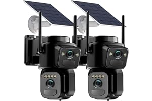 Uniter 4K Dual Lens Solar Security Cameras Wireless Outdoor, 2.4G/5G WiFi, 360° PTZ Camera Surveillance Exterieur with Color 