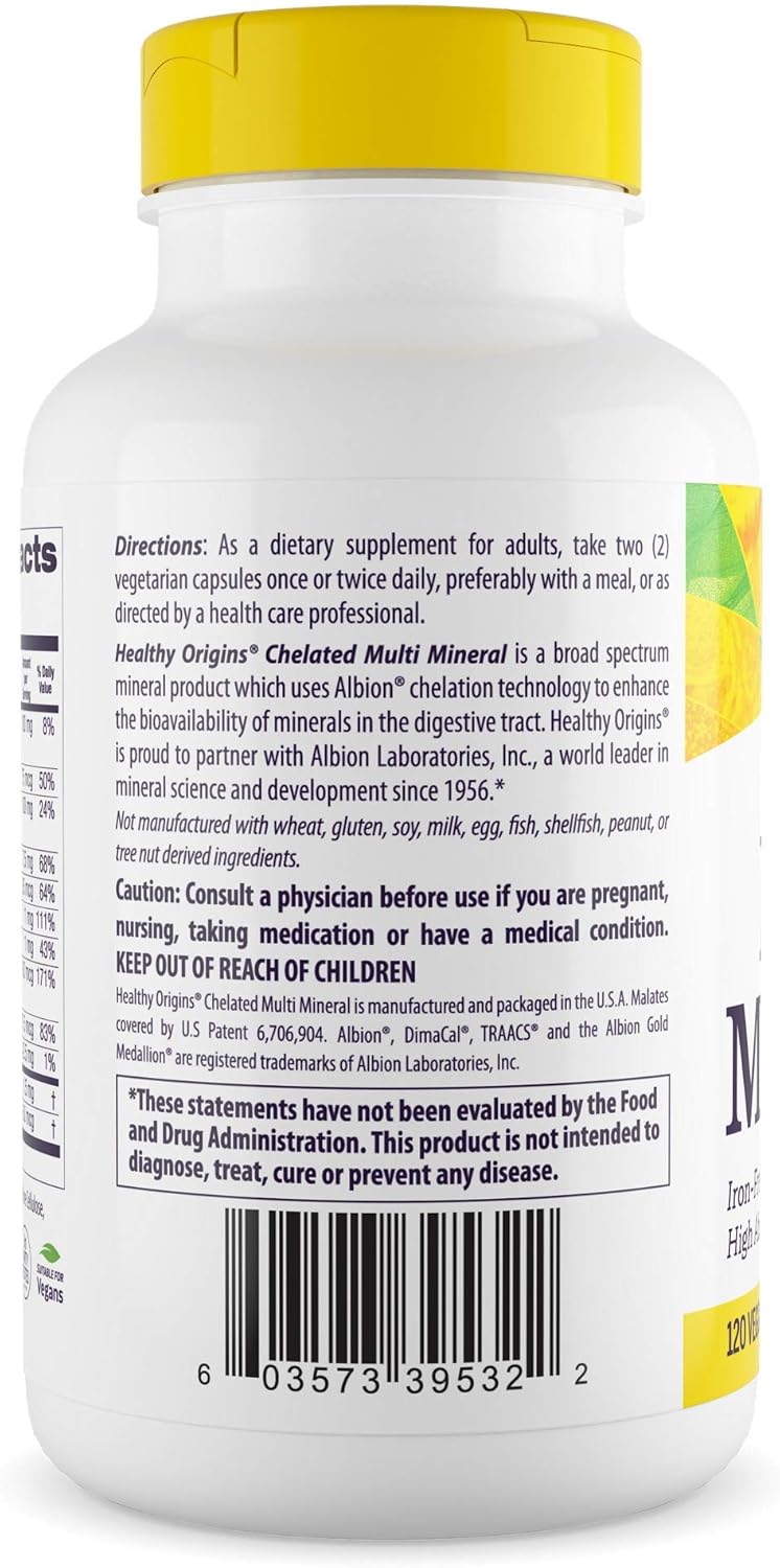 Healthy Origins Chelated Multi Mineral (Featuring Albion Minerals), 120 Veggie Caps: Health & Personal Care