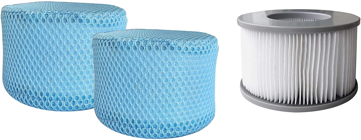 SHATCHI Twin Pack Latest 90 Pleats Filter Cartridges B0303499 with Protective Net Mesh Cover Strainer Pool Bubble Spa Accessories for Mspa Hot Tubs