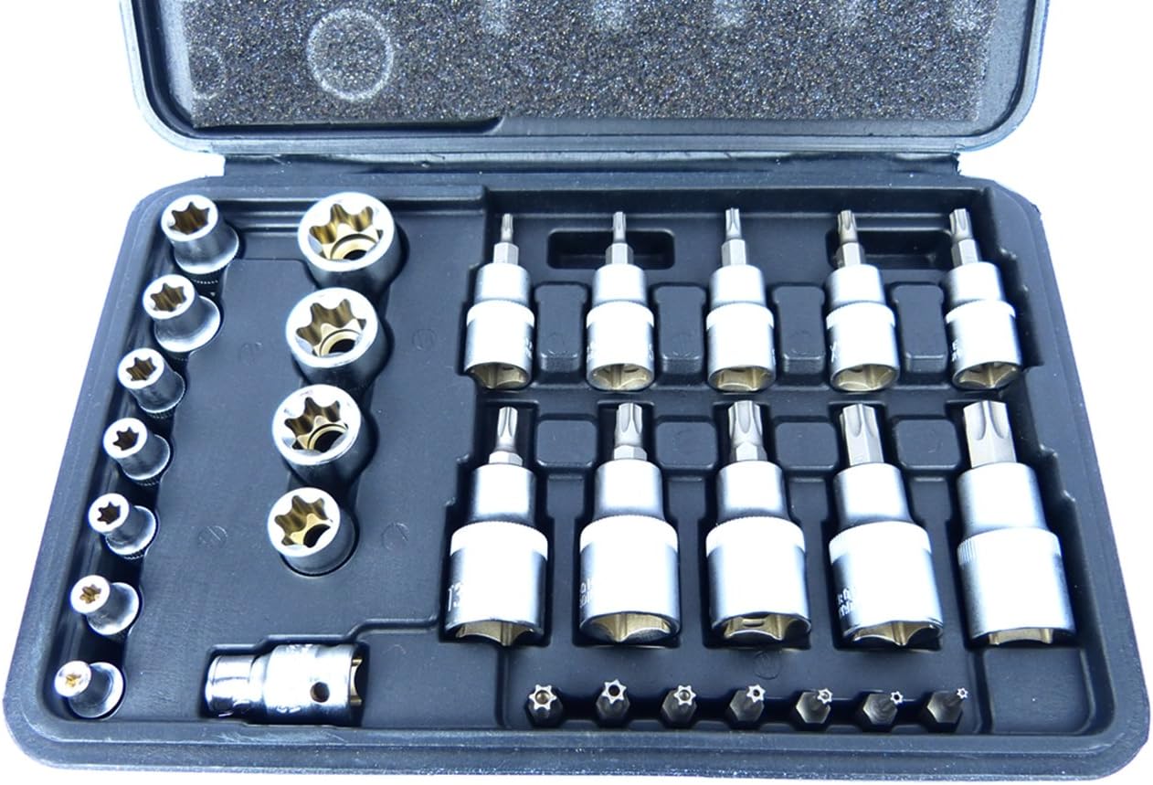 Star Socket and Bit Set 30pc Male and Female Torx Sockets E & T Socket Bits, Variety Pack - Image 3