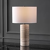 SAFAVIEH Couture Lighting Collection Rynetta Light Brown/White 24-inch Dimmable Table Lamp for Bedroom Living Room Home Offic