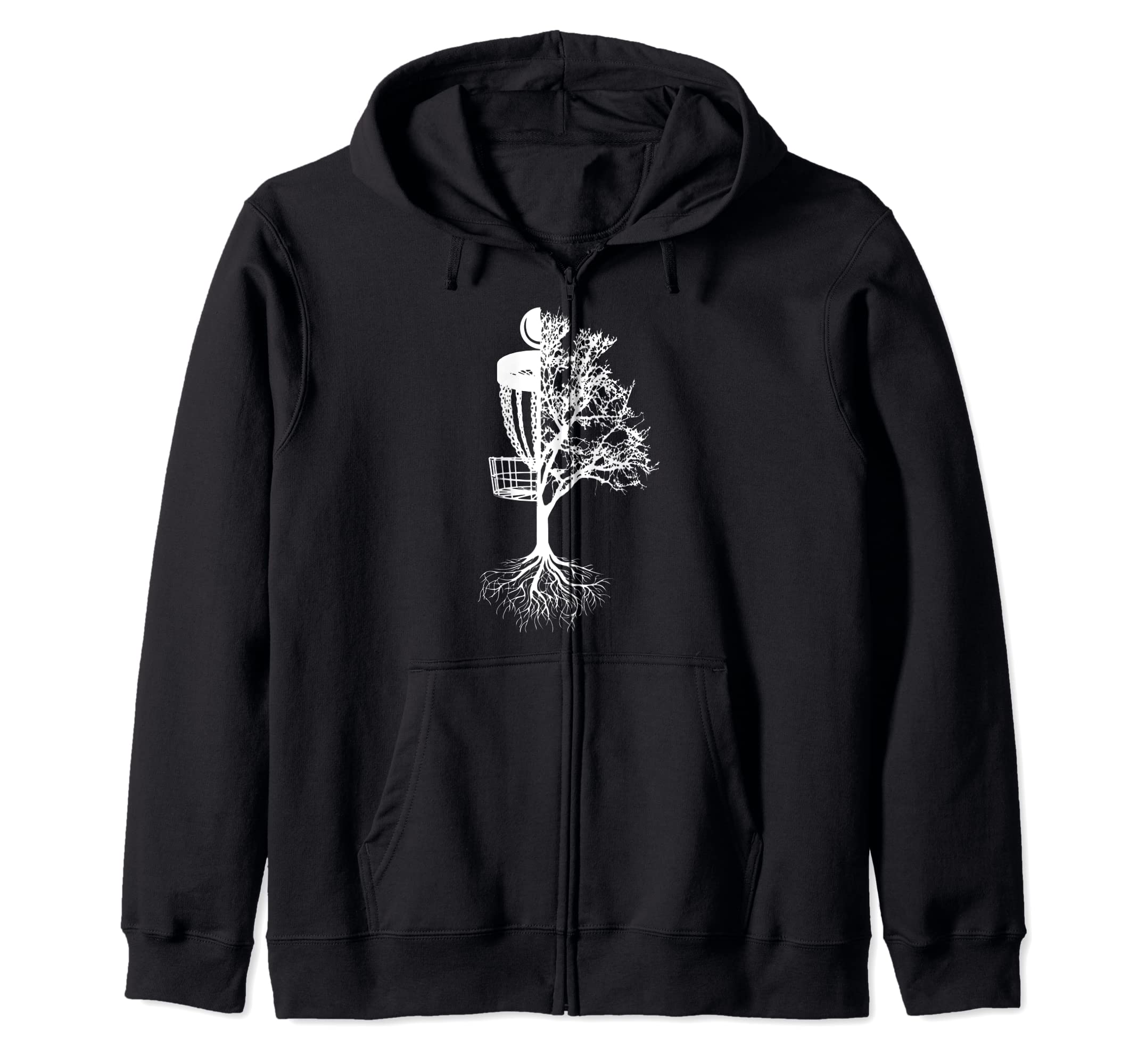Disc Golf Basket And Tree - Frolf Frisbee Golf Zip Hoodie