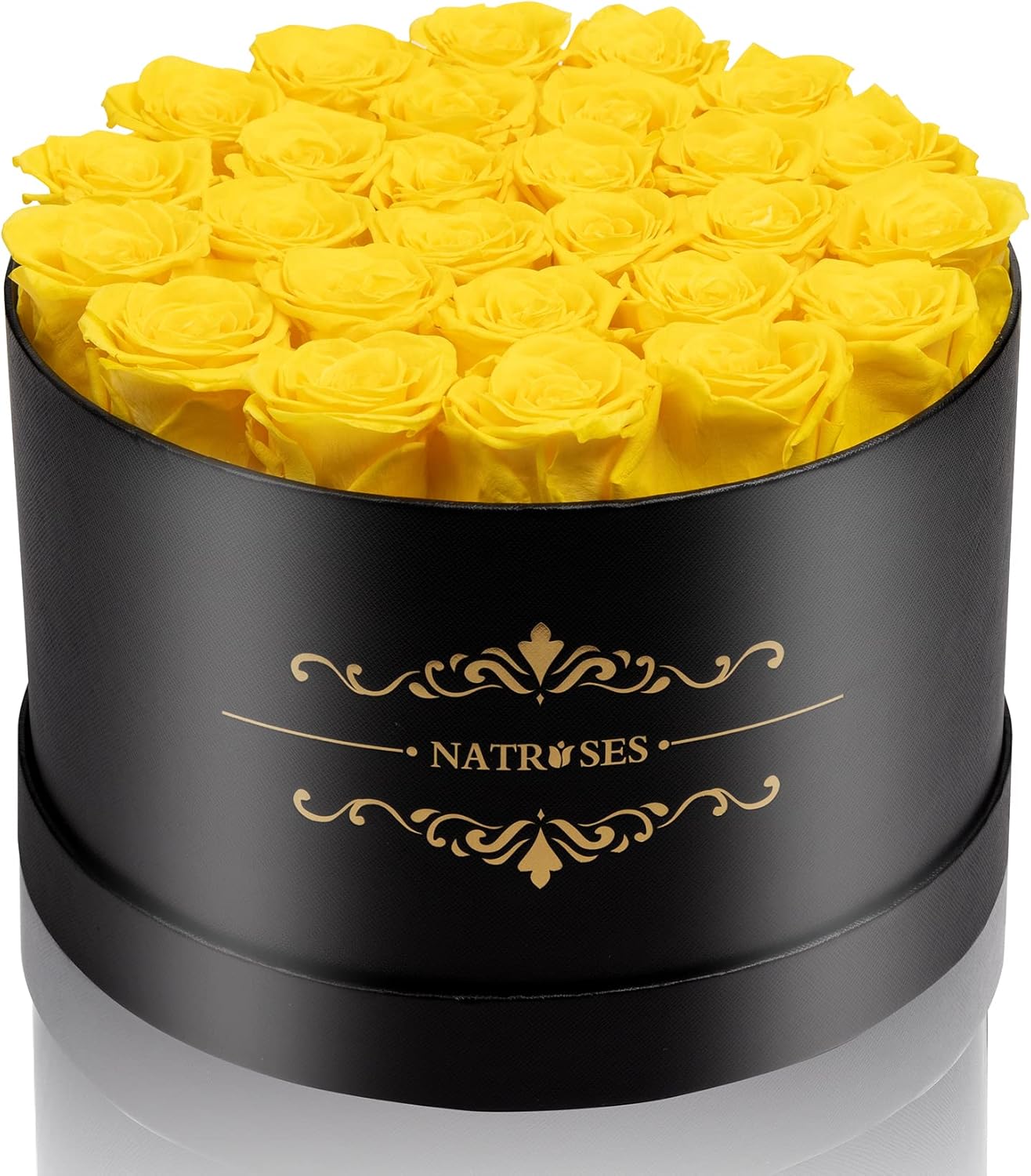 Dried & Preserved Flora - NATROSES Forever Preserved Roses in a Box, 100% Real Roses That Last Up to 3 Years, Preserved Flowers for Delivery Prime Birthday, Valentines Day Gifts for Her (Yellow)