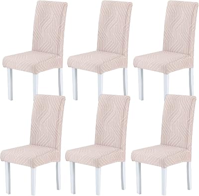 HZDHCLH Ash Streak Chair Covers 6 Pack Stretchable Washable Dining Slipcovers