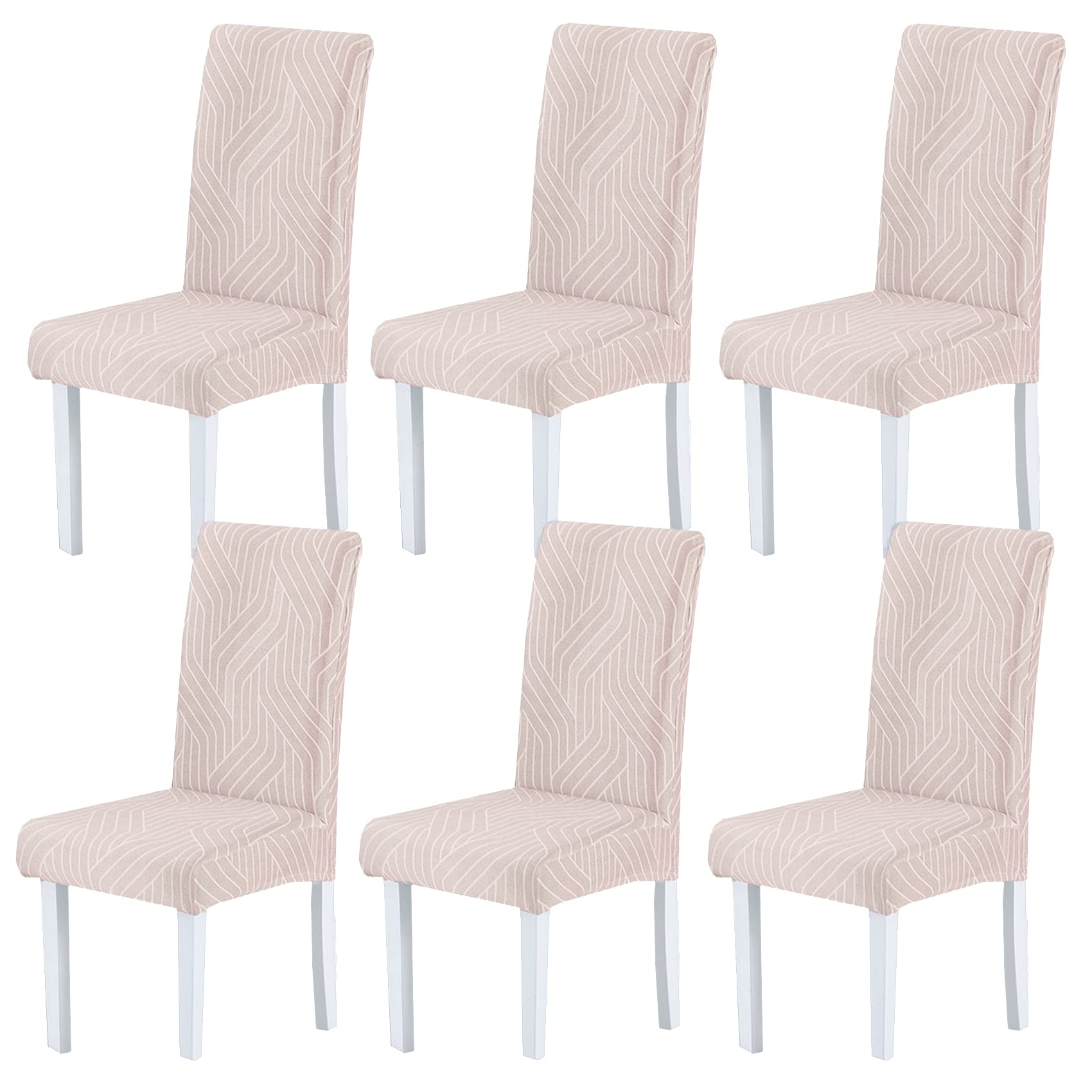 HZDHCLH Chair Covers Slipcovers 4/6 PCs Stretch Removable Washable Short Dining Chair Protector Cover Seat for Hotel,Dining Room,Ceremony（Ash streak,6 PCS）
