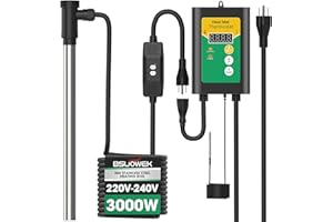 BSUOWEK 240V 3000W Fully Submersible Portable Electric Immersion Large Pool Water Heater Waterproof Hot Tub Heater with LCD Thermostat & Leakage Protection, for Bathtub, Swimming Pool, Baptistry, Bucket (YG)