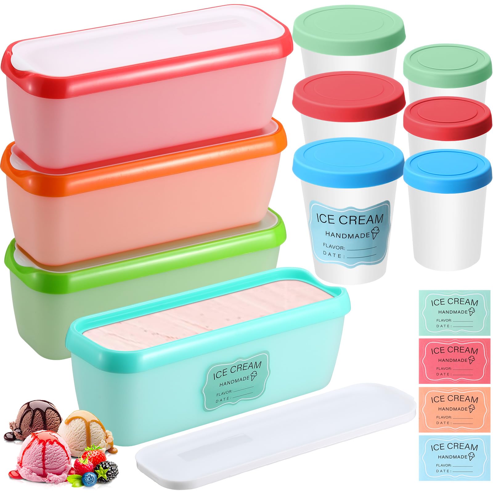 Photo 1 of ** no small containers**
Blushtier 10 Pcs Ice Cream Storage Containers Reusable Plastic Storage Containers for Freezer 1.5 Quart 8 oz 6 oz Homemade Ice Cream Tubs with Silicone Lids Stackable for Gelato Yogurt Sorbet
