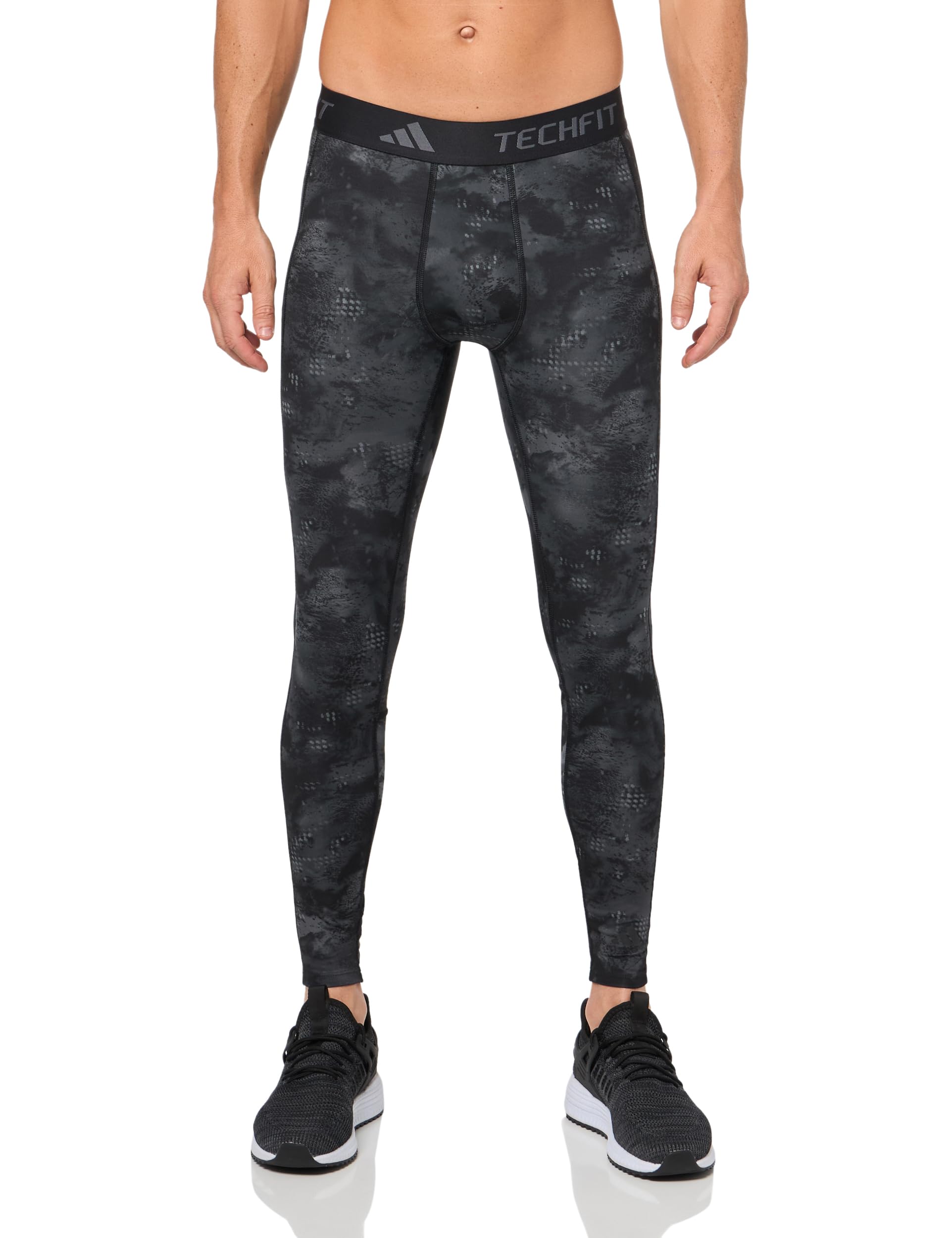 adidas Men’s Techfit Training All Over Printed Long Tights, Black