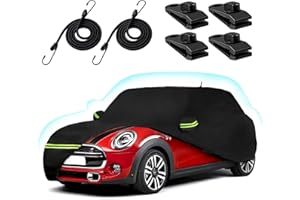 BETERNY Car Cover for 2014-2024 Mini Cooper/Cooper S/Hardtop/Clubman/Countryman 4 Door, Waterproof All-Weather Protection Full Cooper Car Cover with Cotton Lining and Zipper Door-Black