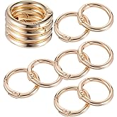Sibba 13PCS Metal O Rings Spring Round Rings 1 Inch Keychain Large Gold Keyrings Carabiner Keysring Clip Metal Flat Spring O-Ring for Keyrings Buckle Bags Purses Strap Hooks Accessories